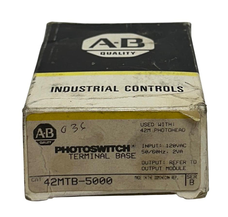 ALLEN BRADLEY 42MTB-5000 /B PHOTOSWITCH TERMINAL BASE 120VAC FOR 42M HEAD NSMP