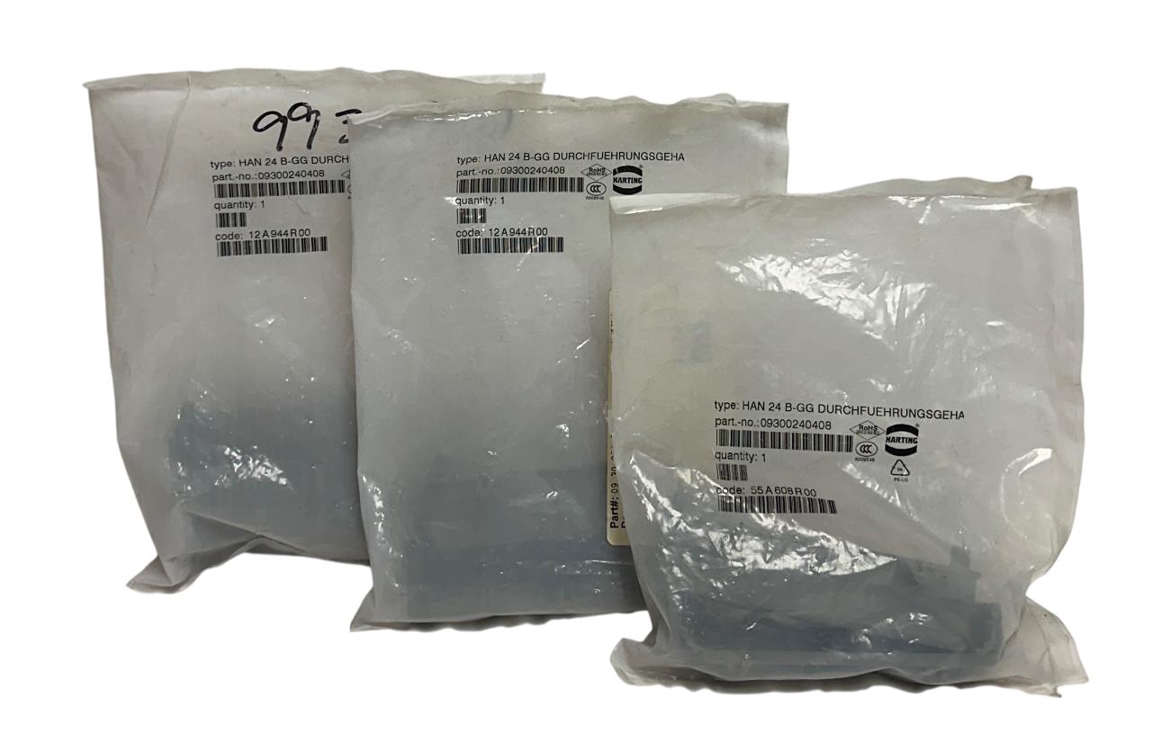 3 HARTING 09300240408 HAN 24 B-GG FEED-THROUGH HOUSINGS / SLIP HOODS OEM NSMP