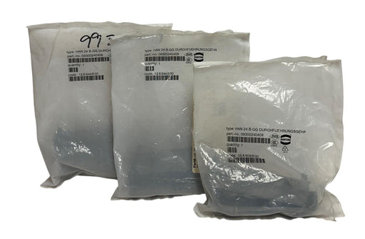 3 HARTING 09300240408 HAN 24 B-GG FEED-THROUGH HOUSINGS / SLIP HOODS OEM NSMP