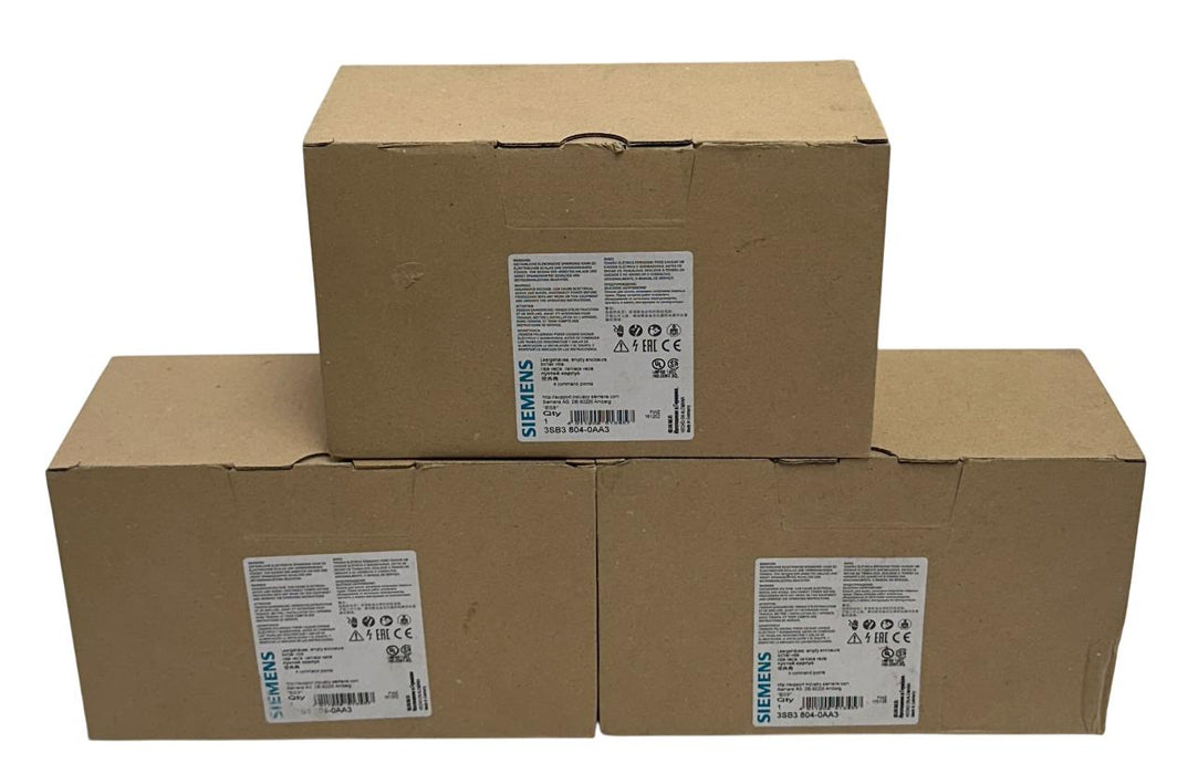 3 SIEMENS 3SB3 804-0AA3 / 3SB38040AA3 EMPTY ENCLOSURES FOR COMMAND DEVICES NSMP
