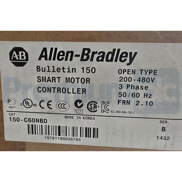 ALLEN BRADLEY 150-C60NBD /B SMC-3 OPEN SMART MOTOR CONTROLLER 60A/480V/3P NSMP