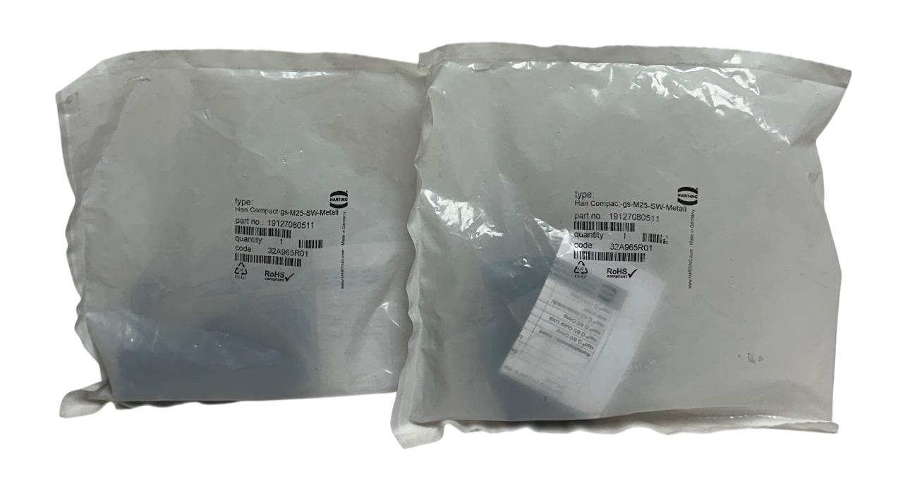 2 HARTING 19127080511 / HAN COMPACT GS M25 SW METAL HOODS FOR CABLE GLANDS NSFS