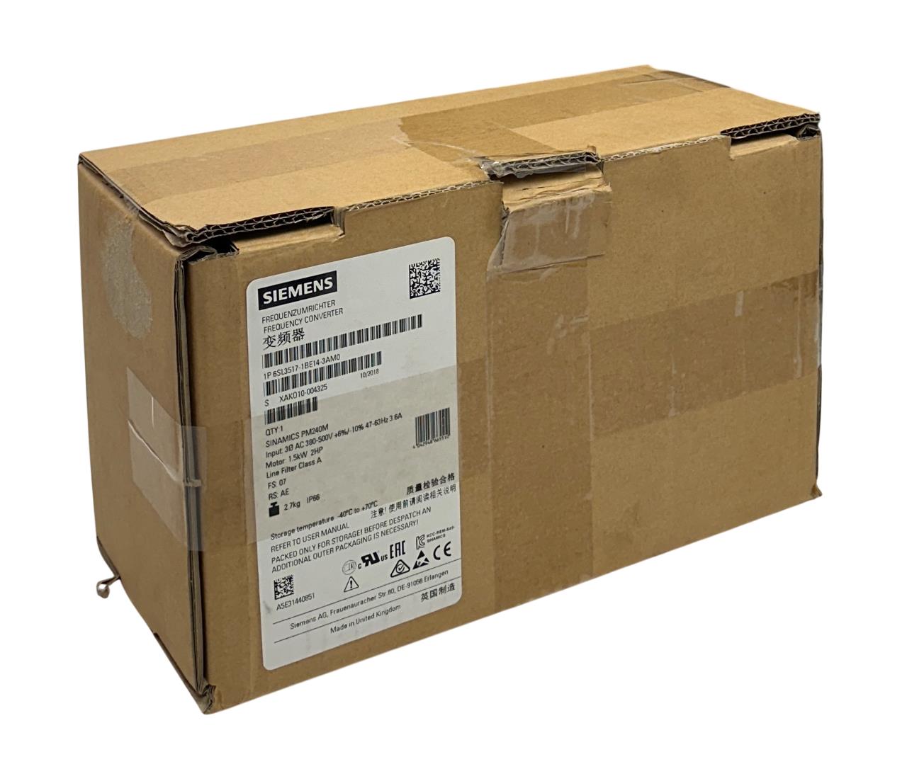 SIEMENS 6SL3517-1BE14-3AM0 / 6SL35171BE143AM0 SINAMICS PM240M POWER MODULE NSMP