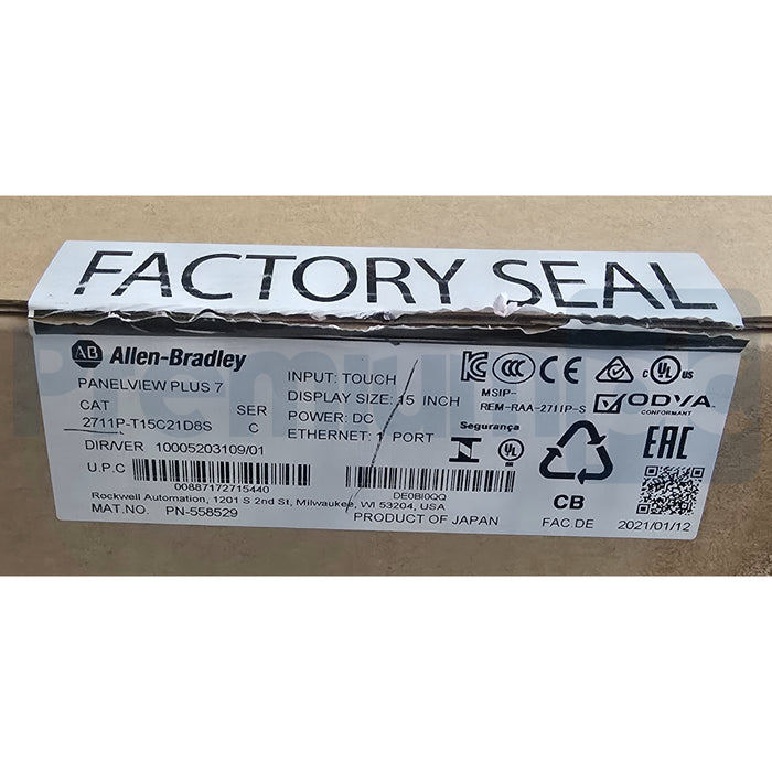 ALLEN BRADLEY 2711P-T15C21D8S /C PanelView Plus 7 TERMINAL 15" 24V MFD 2021 NSMP