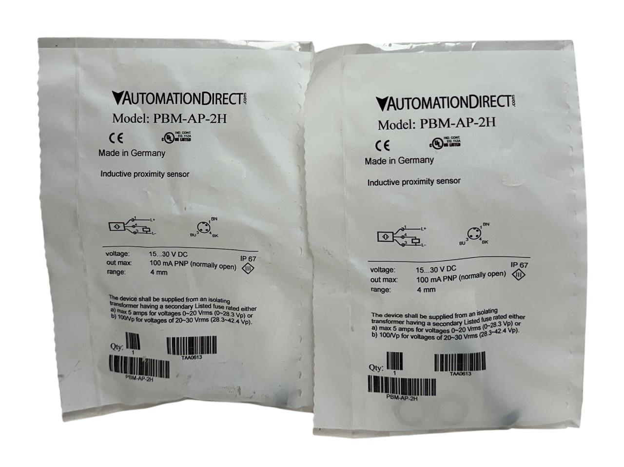 2 AUTOMATIONDIRECT PBM-AP-1H / PBMAP1H INDUCTIVE PROXIMITY SENSORS PNP NSMP