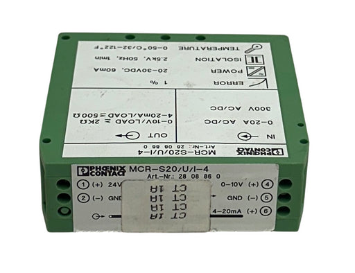 PHOENIX CONTACT MCR-S20/U/I-4 / 2808860 CURRENT TRANSFORMER 24VDC 4-20mA USNP
