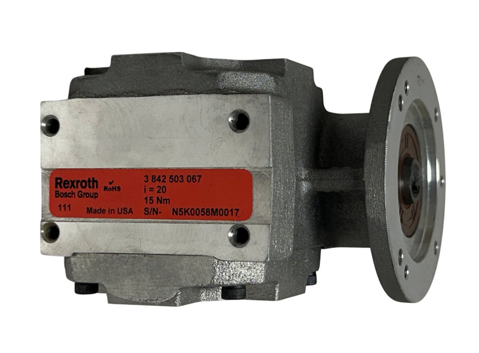 BODINE / REXROTH 3842503067 SLIP-ON GEAR REDUCER 20:1 RATIO 15Nm OEM NSMP