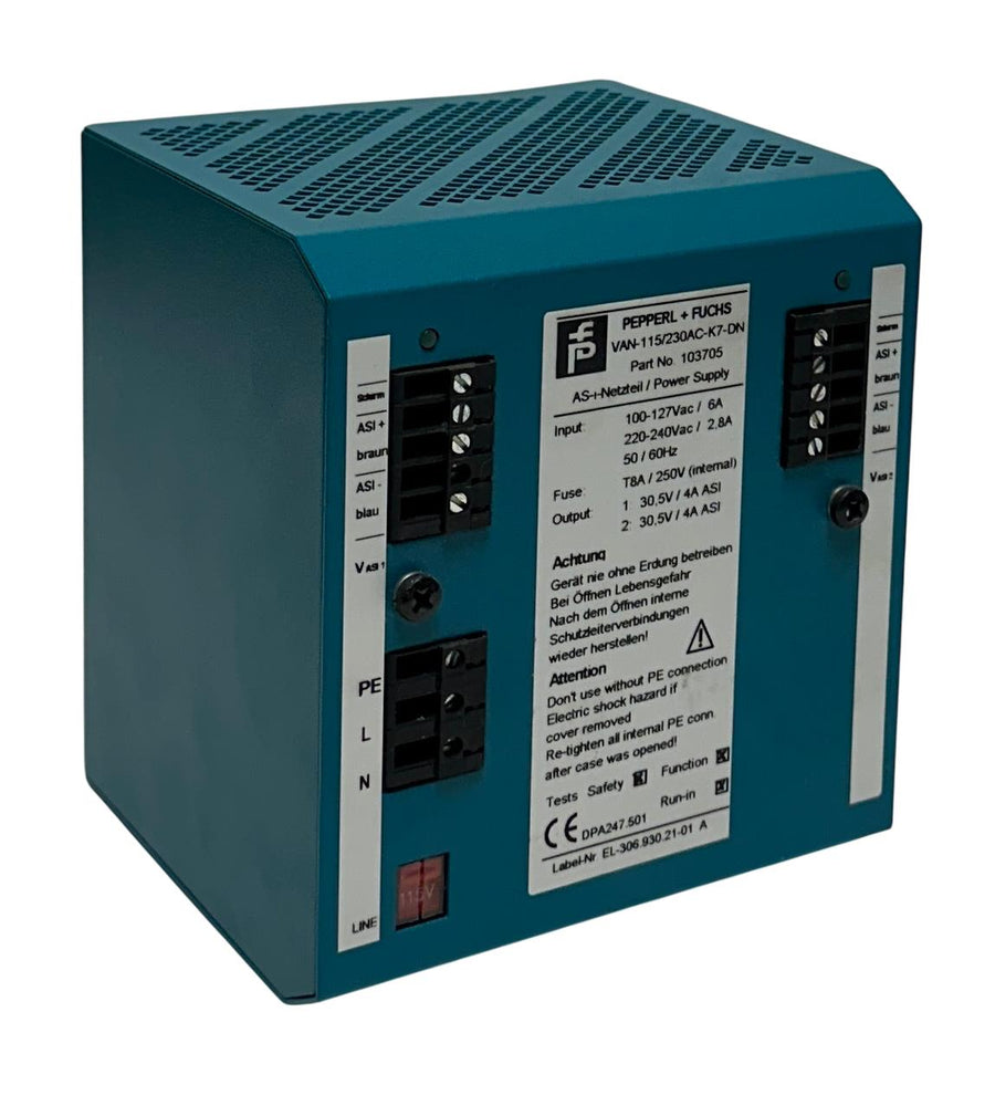PEPPERL+FUCHS VAN-115/230AC-K7-DN / 103705 POWER SUPPLY 100-240VAC INPUT USNP