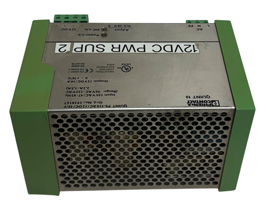PHOENIX CONTACT QUINT PS-120AC/12DC/10/F / 2938167 POWER SUPPLY 78-104-7300 USNP