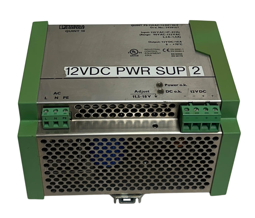 PHOENIX CONTACT QUINT PS-120AC/12DC/10/F / 2938167 POWER SUPPLY 78-104-7300 USNP