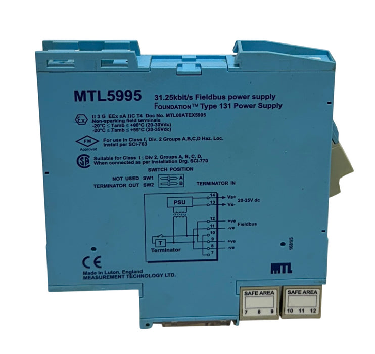 MEASUREMENT TECHNOLOGY MTL5995 Fieldbus POWER SUPPLY 31.25kbit/s TYPE 131 USNP