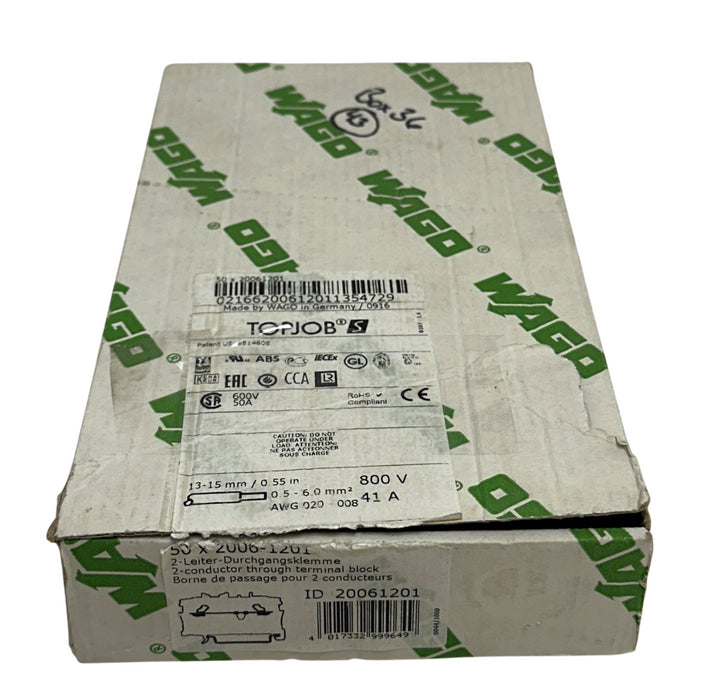44 WAGO 2006-1201 / 20061201 TOPJOB S 2-CONDUCTOR THROUGH TERMINAL BLOCKS NSMP
