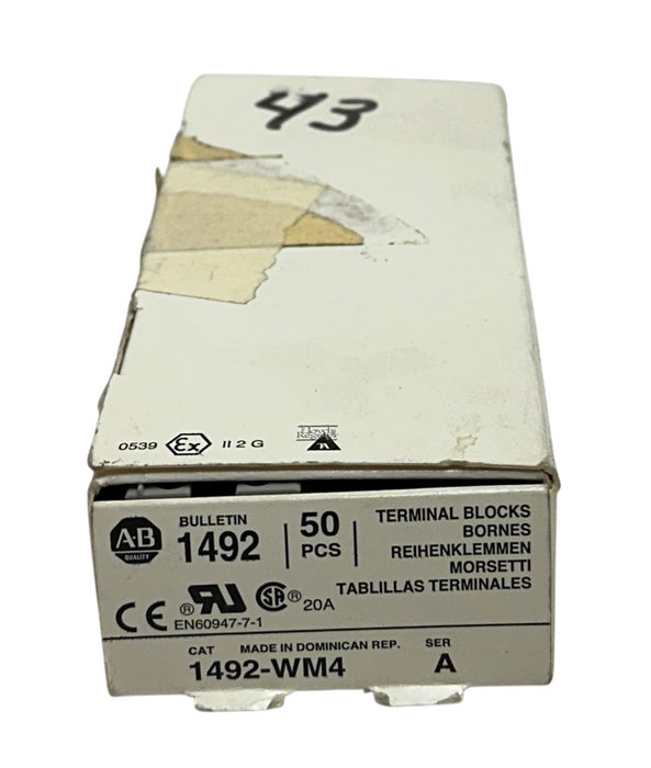 41 ALLEN BRADLEY 1492-WM4 /A BULLETIN 1492 TERMINAL BLOCKS 300VAC/DC 20A NSMP