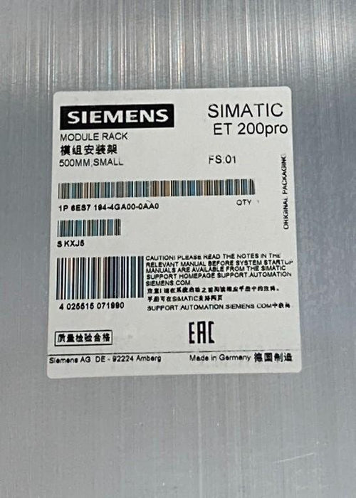 SIEMENS 6ES7 194-4GA00-0AA0 / 6ES71944GA000AA0 SIMATIC ET200pro MODULE RACK NSMP