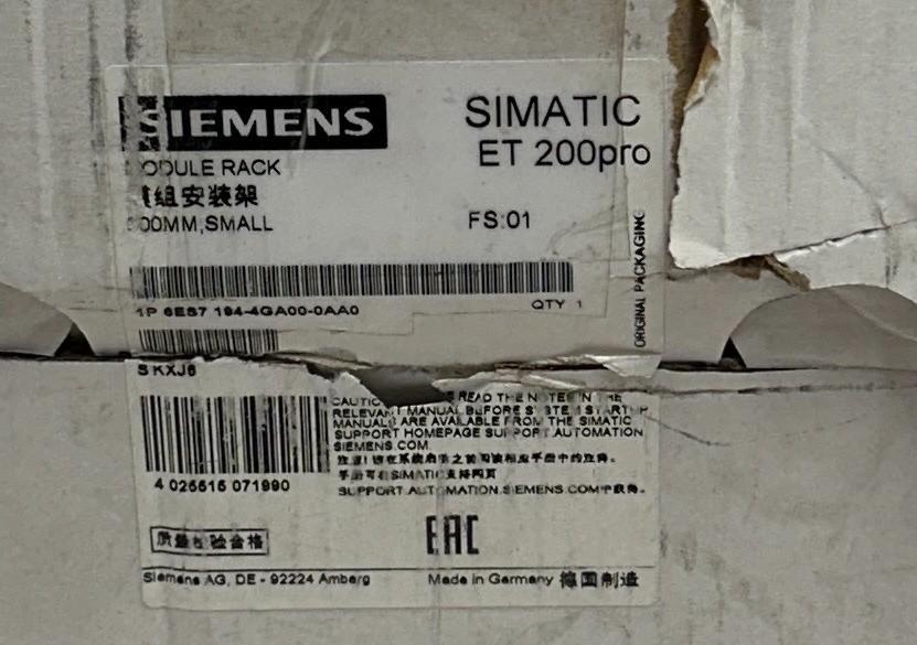 SIEMENS 6ES7 194-4GA00-0AA0 / 6ES71944GA000AA0 SIMATIC ET200pro MODULE RACK NSMP