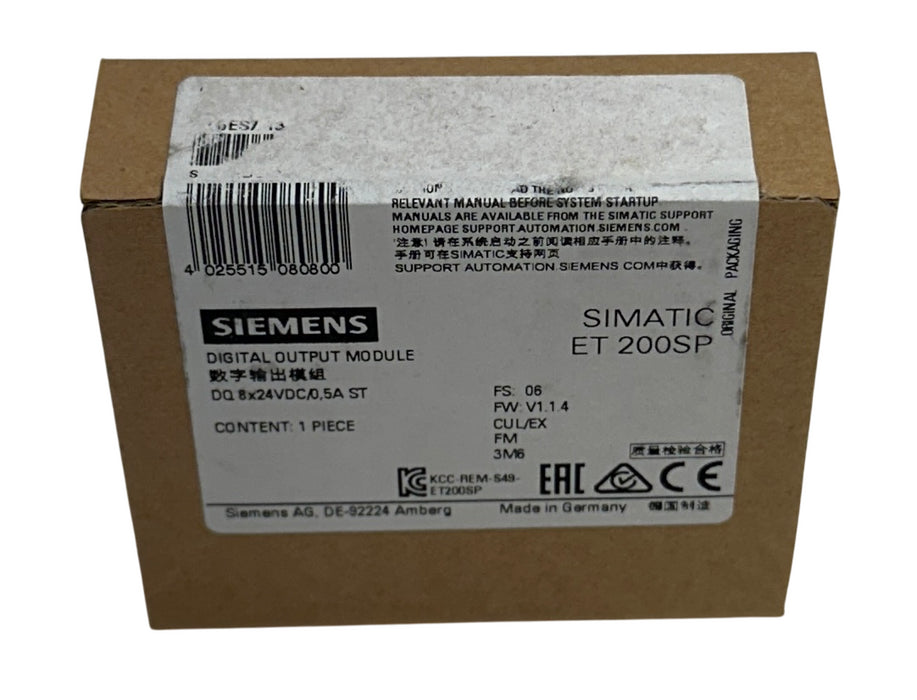 SIEMENS 6ES7 132-6BF00-0BA0 SIMATIC ET200SP DIGITAL OUTPUT MODULE 24VDC NSFS *