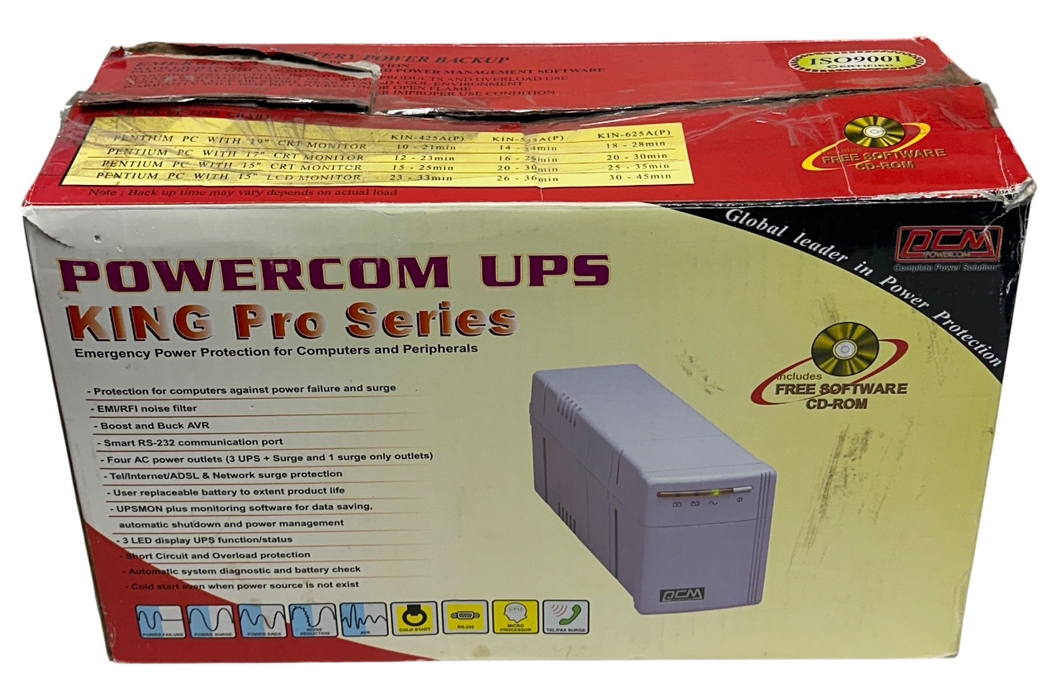 POWERCOM UPS KIN-525AP / KIN525AP KING Pro Series EMERGENCY POWER BACKUP NSMP
