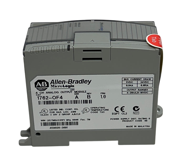 ALLEN BRADLEY 1762-OF4 /A MicroLogix 1200 4-CH ANALOG OUTPUT MODULE 24VDC NSMP
