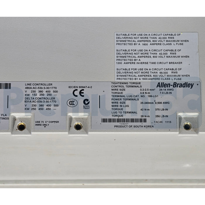 ALLEN BRADLEY 150-C480NBD /B SMC-3 480A SMART MOTOR CONTROLLER 480V NSNP (read)