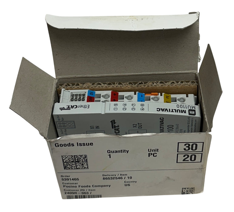 BECKHOFF MULTIVAC MU1100 EtherCAT COUPLER MODULE 24V 107352994 LED NSMP