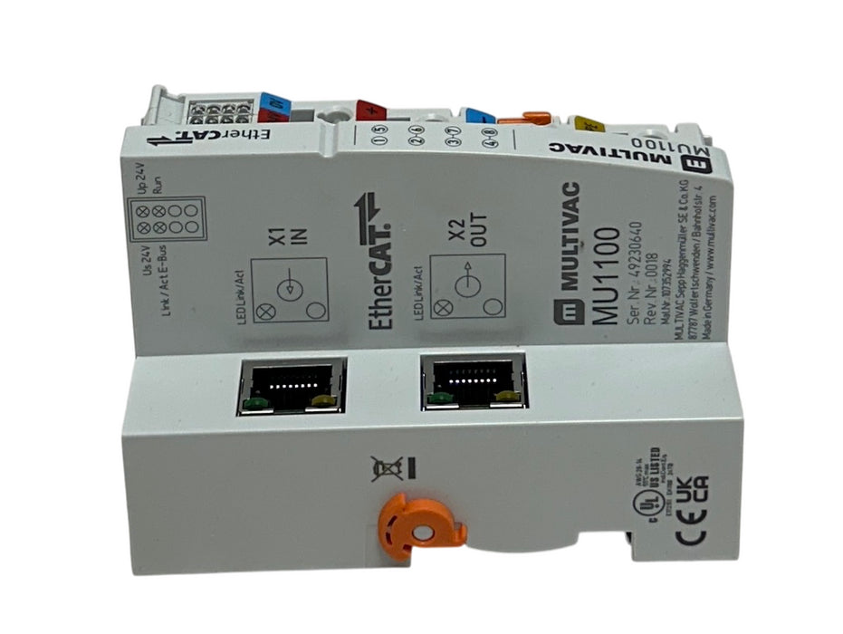 BECKHOFF MULTIVAC MU1100 EtherCAT COUPLER MODULE 24V 107352994 LED NSMP