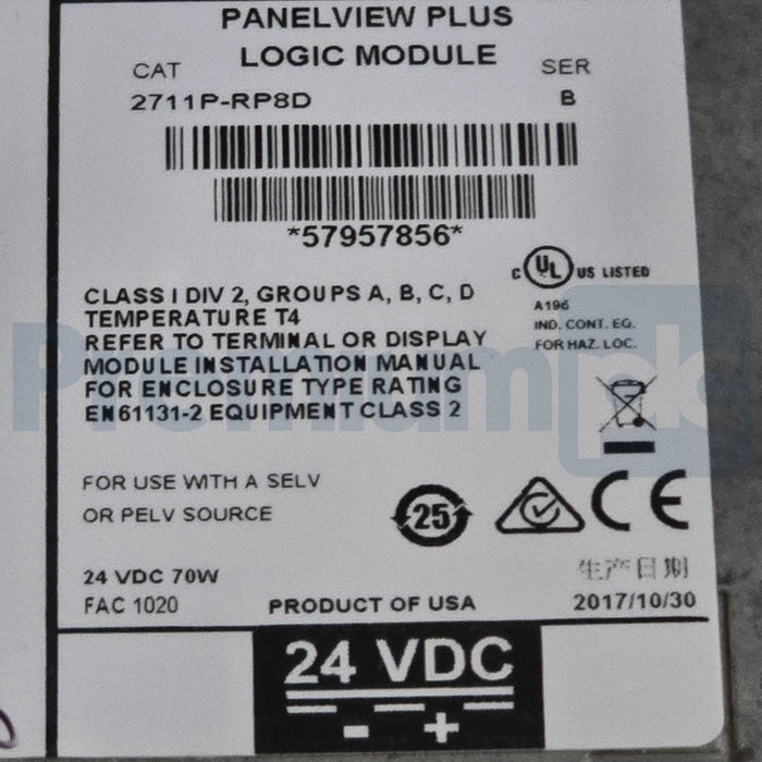 ALLEN BRADLEY 2711P-T12C4D8 /A PanelView Plus 6 1250 TERMINAL, TOUCH NSMP (read)