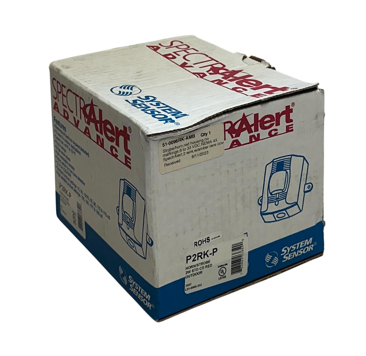 SYSTEM SENSOR P2RK-P / 51-0096RK-AMB SPECTRAlert HORN/STROBE 8-33V AMBER NSMP