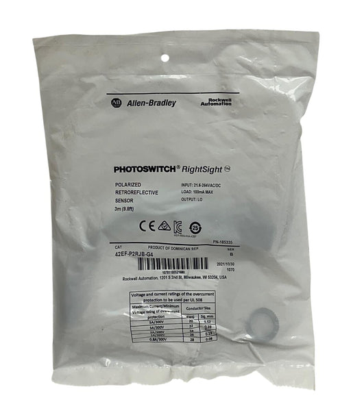 ALLEN BRADLEY 42EF-P2RJB-G4 /B PHOTOSWITCH RightSight POLARIZED SENSOR 3M NSFS