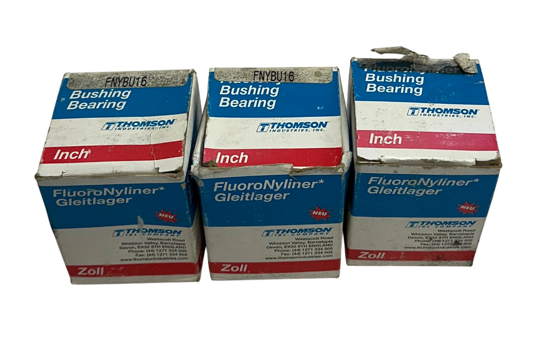 3 THOMSON INDUSTRIES FNYBU16 FluoroNylmer BUSHING BEARINGS 1'' LINEAR NSMP