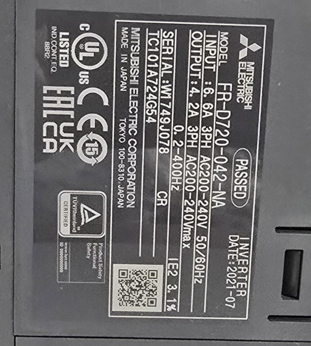 Mitsubishi FR-D720-042-NA FREQROL-D700 VFD/VSD Inverter 3-Ph 200-240V 1HP NSMP
