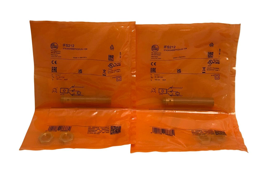 2 IFM ELECTRONIC IFK3004BBPKG/US-104 / IFS212 INDUCTIVE PROXIMITY SENSORS NSFS