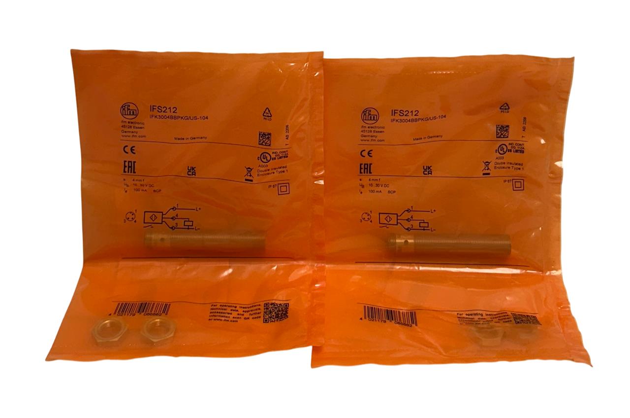 2 IFM ELECTRONIC IFK3004BBPKG/US-104 / IFS212 INDUCTIVE PROXIMITY SENSORS NSFS