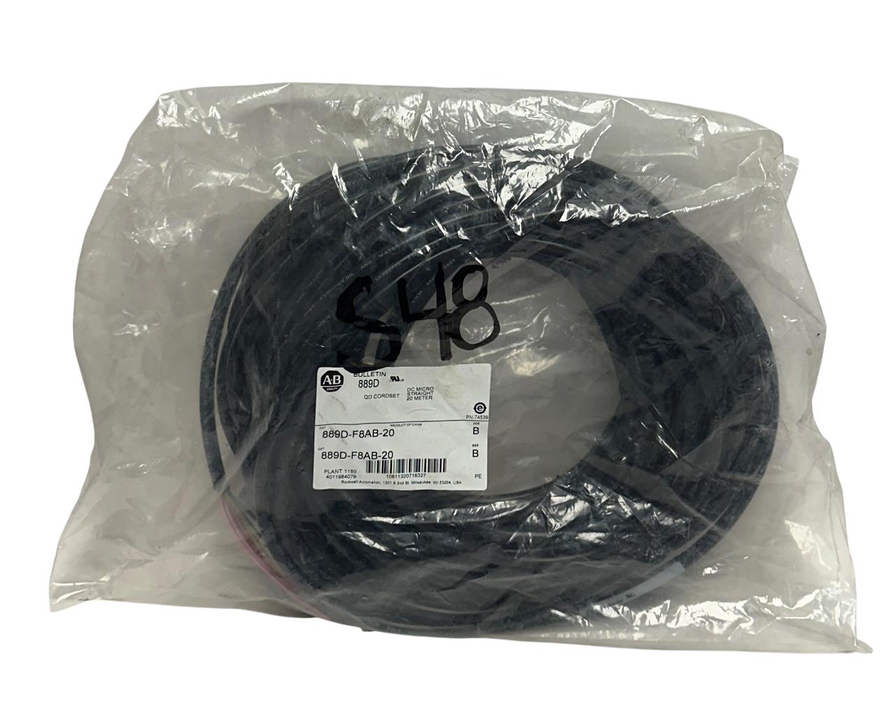 ALLEN BRADLEY 889D-F8AB-20 /B DC MICRO QD CORDSET STRAIGHT 20M LENGTH 8-PIN NSMP