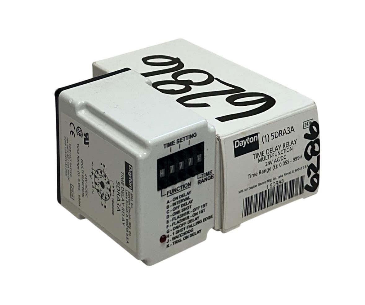 DAYTON 5DRA3A MULTI-FUNCTION TIME DELAY RELAY 24VAC/DC 0.5S-999H RANGE NSMP