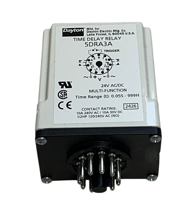 DAYTON 5DRA3A MULTI-FUNCTION TIME DELAY RELAY 24VAC/DC 0.5S-999H RANGE NSMP
