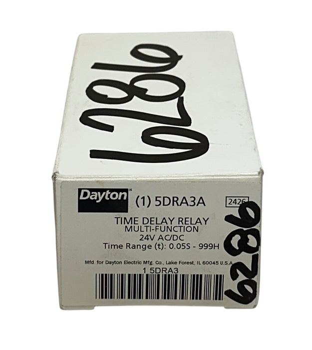 DAYTON 5DRA3A MULTI-FUNCTION TIME DELAY RELAY 24VAC/DC 0.5S-999H RANGE NSMP