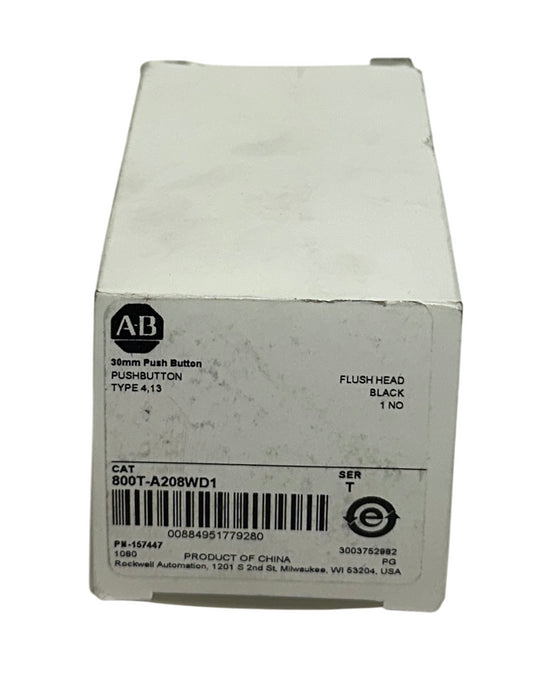 ALLEN BRADLEY 800T-A208WD1 /T 30mm PUSH BUTTON FLUSH HEAD BLACK 1NO OEM NSMP