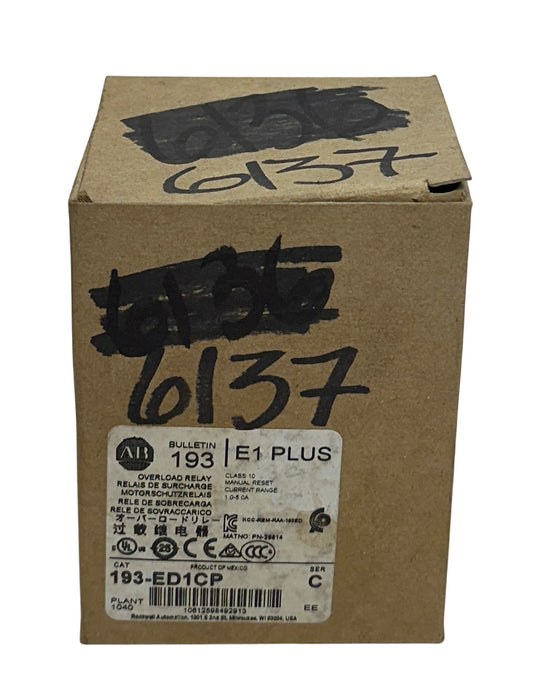 ALLEN BRADLEY 193-ED1CP /C E1 Plus OVERLOAD RELAY CLASS 10 1.0-5.0A MANUAL NSMP