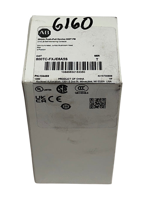 ALLEN BRADLEY 800TC-FXJE6A5S /T 30mm PUSH-PULL DEVICE 800T PUSH BUTTON RED NSMP
