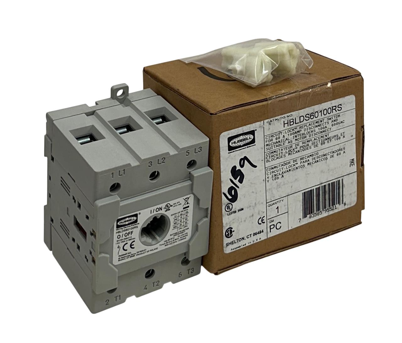 HUBBELL HBLDS60100RS CIRCUIT-LOCK REPLACEMENT SWITCH 60/100A 600VAC OEM NSMP