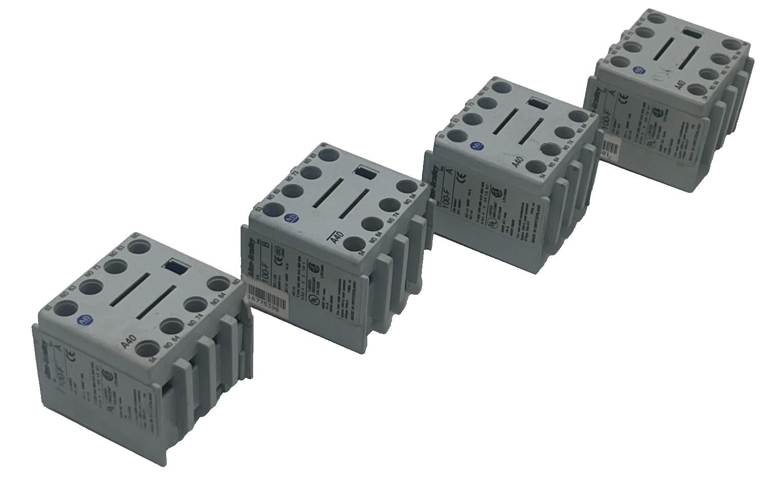 LOT OF 4 Allen Bradley 100-FA40 SER A Auxiliary Contact Block 100-F 10A 600V