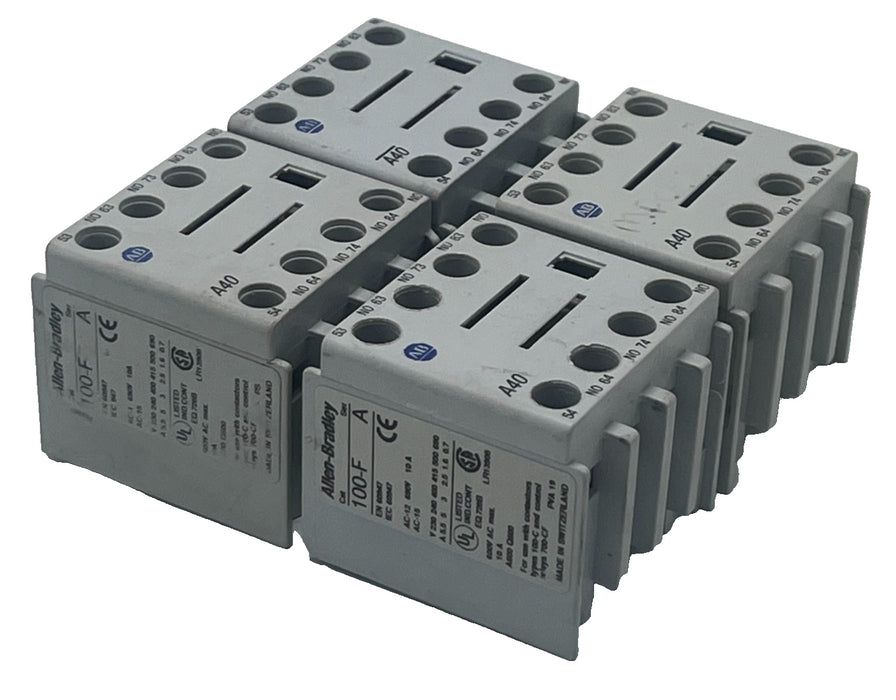 LOT OF 4 Allen Bradley 100-FA40 SER A Auxiliary Contact Block 100-F 10A 600V