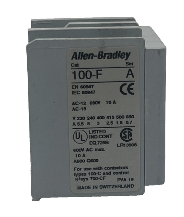 LOT OF 4 Allen Bradley 100-FA40 SER A Auxiliary Contact Block 100-F 10A 600V