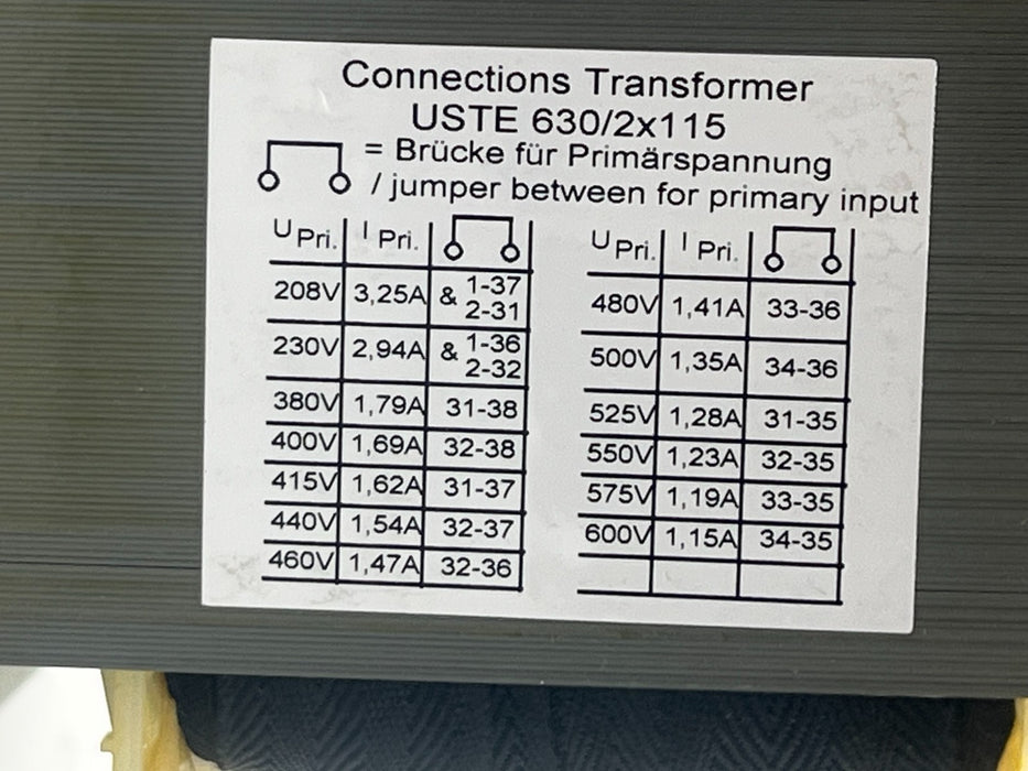 BLOCK USTE 630/2X115 630 VA Control‐/Isolating Transformer 2X115 V Output NSMP