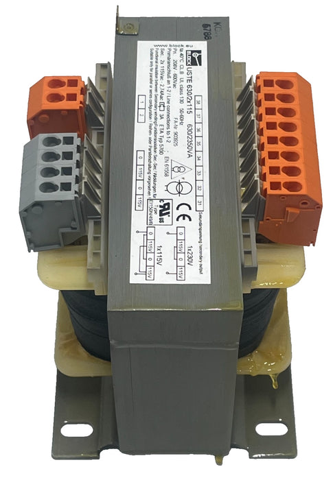 BLOCK USTE 630/2X115 630 VA Control‐/Isolating Transformer 2X115 V Output NSMP