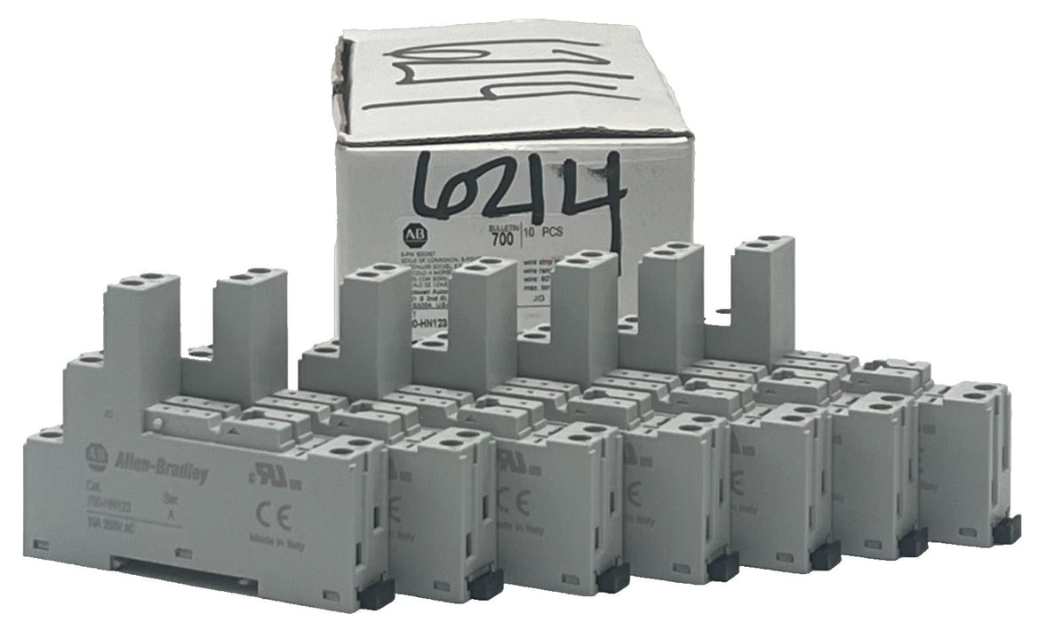 LOT OF 7 ALLEN BRADLEY 700-HN123 SER A RELAY SOCKETS MINIATURE 8PIN NSMP