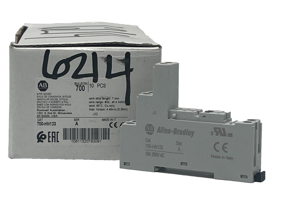 LOT OF 7 ALLEN BRADLEY 700-HN123 SER A RELAY SOCKETS MINIATURE 8PIN NSMP