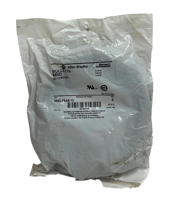 ALLEN BRADLEY 889D-F8AB-10 /B DC MICRO QD CORDSET M12 8-PIN 10M CABLE NSMP