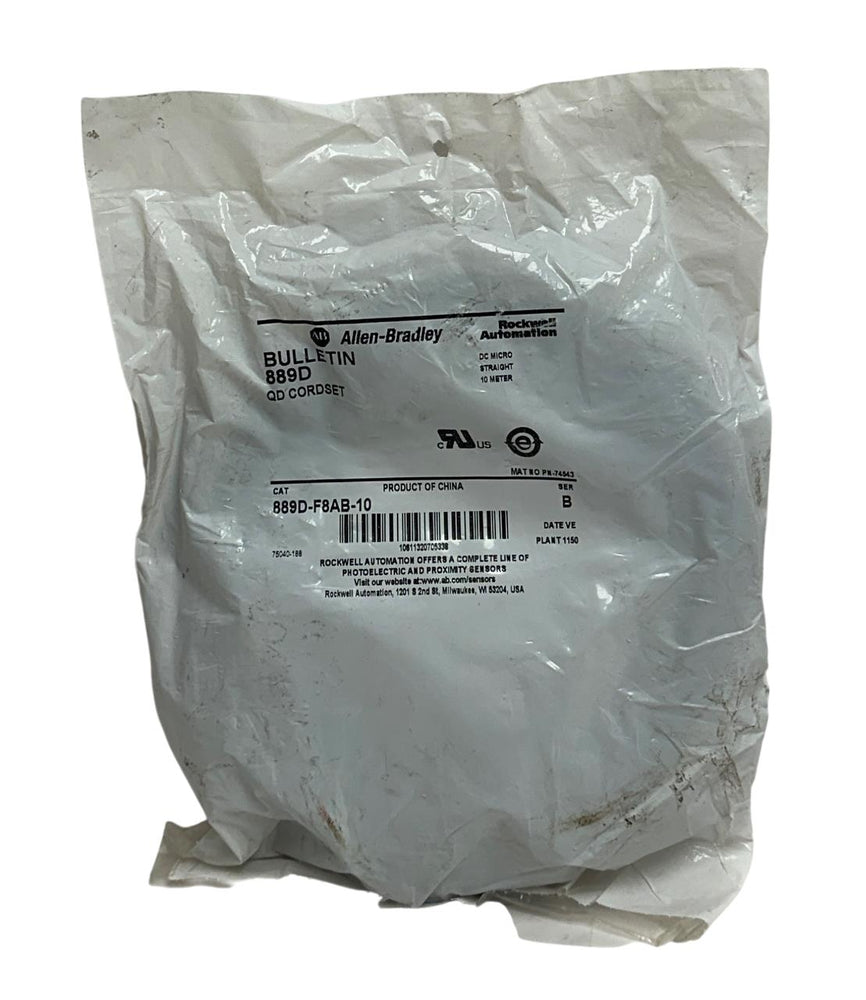 ALLEN BRADLEY 889D-F8AB-10 /B DC MICRO QD CORDSET M12 8-PIN 10M CABLE NSMP