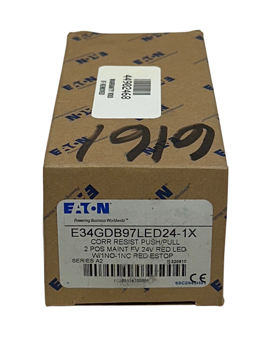 EATON E34GDB97LED24-1X CORROSION RESISTANT PUSH/PULL RED E-STOP SERIES A2 NSMP